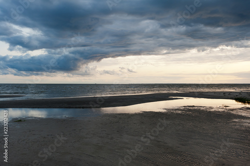 Dark whirl clouds at the seaside in Pärnu in Estonia