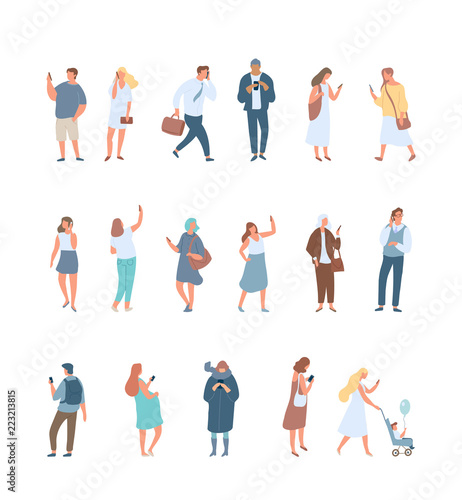 Crowd. Different People vector set3. Male and female flat characters isolated on white background.