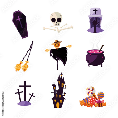 halloween card with set characters