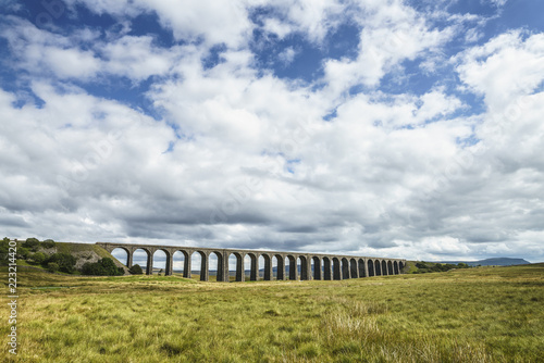 Ribblehead Viaduct carrying the Settle to Carlisle railway line across the Ribble Valley, Yorkshire Dales,UK