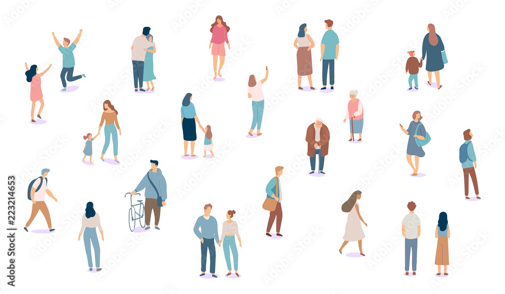 Crowd. Different People vector set3. Male and female flat characters isolated on white background. Crowd. Different People vector set3. Male and female flat characters isolated on white background.