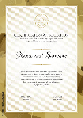 Certificate template. Diploma of modern design or gift certificate.