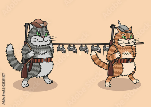 Cats hunters are great prey. They shot a lot of mice.