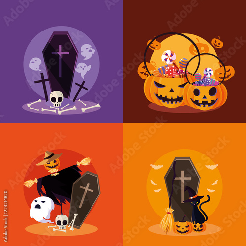 halloween card with set characters