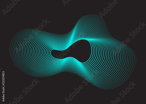 Abstract background of fine lines in minimalist style on a dark background. Vector design created using Blend Tool with bright gradient.