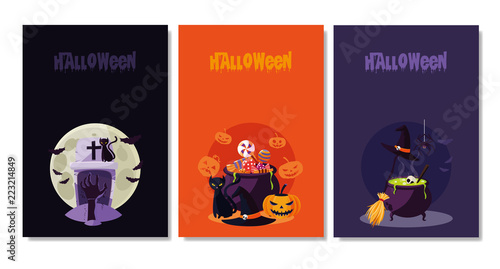 halloween card with set characters