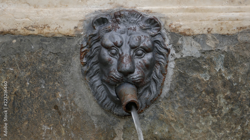 fontana con testa di leone