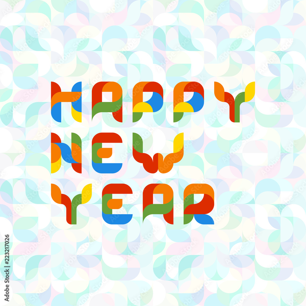 Fototapeta premium Vector geometric inscription Happy New Year