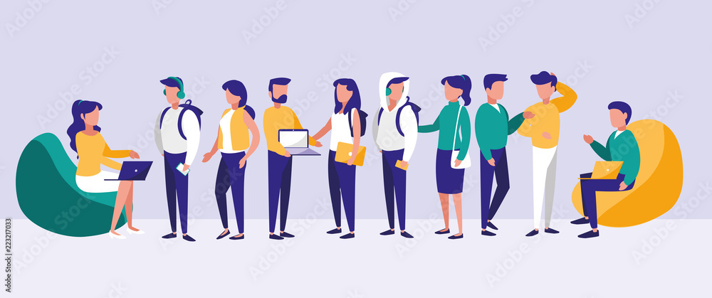 group of people with technology group of people with technology