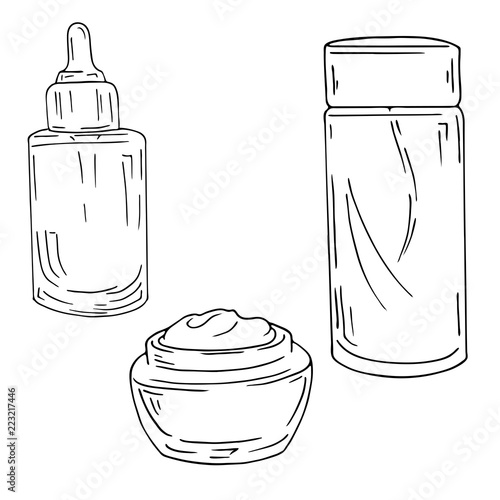 Set of cosmetics isolated on white background. Hand drawn vector illustration.