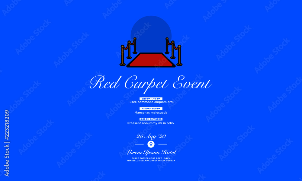 Welcome Event Invitation with Red Carpet Vector Illustration in Flat Style Welcome Event Invitation with Red Carpet Vector Illustration in Flat Style