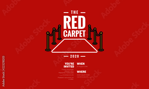 Welcome Event Invitation with Red Carpet Vector Illustration in Flat Style