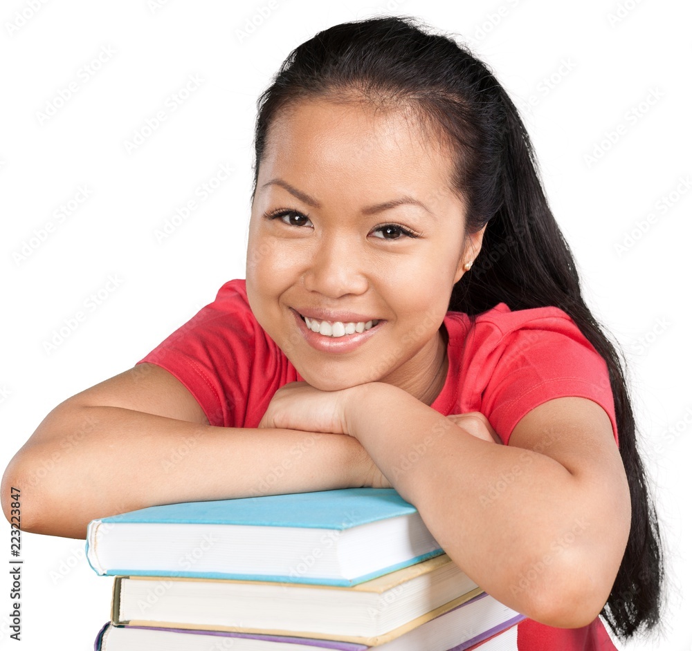 Portrait of a Young Woman Studying