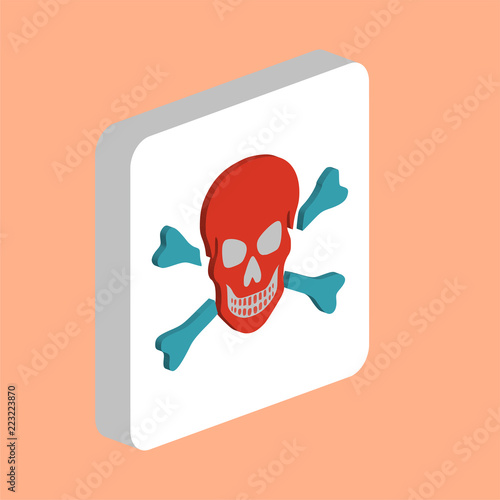 Skull Simple vector icon. Illustration symbol design template for web mobile UI element. Perfect color isometric pictogram on 3d white square. Skull icons for your business project
