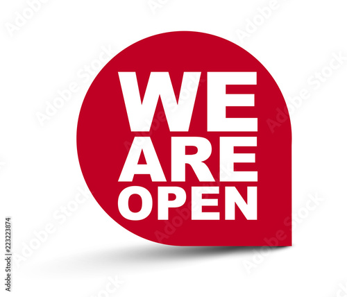 red vector banner we are open