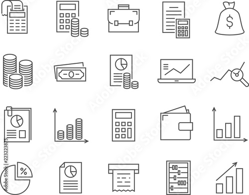 Set of accounting line vector icons.
