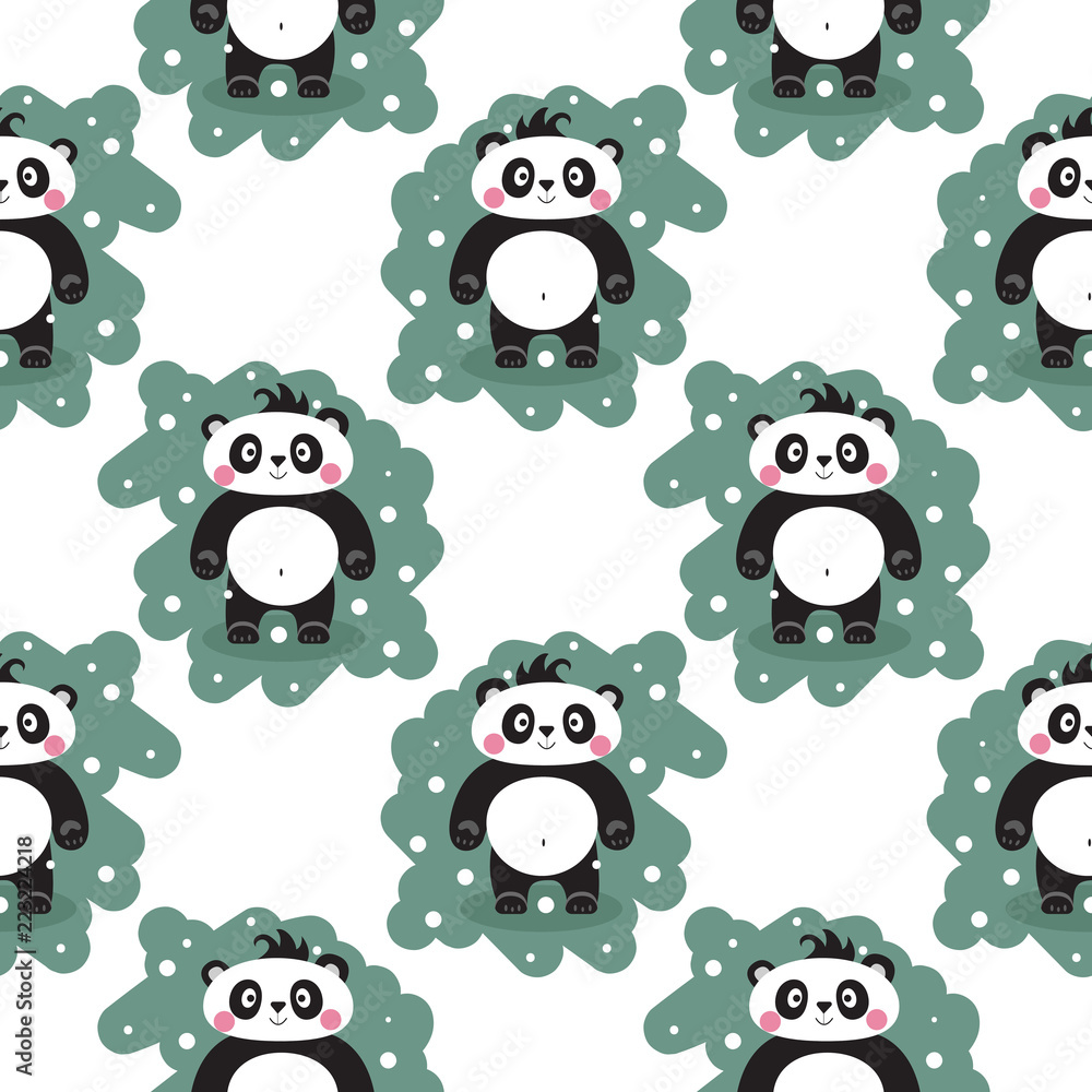 Seamless pattern with funny pandas. Seamless pattern with funny pandas.