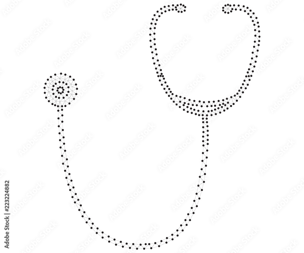 Fototapeta premium stethoscope, polygon, black-white 2