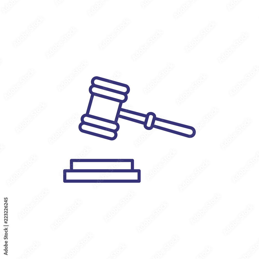 Judge gavel line icon. Hammer, mallet, courthouse, instrument. Justice concept. Can be used for topics like court, judicial hearing, auction Judge gavel line icon. Hammer, mallet, courthouse, instrument. Justice concept. Can be used for topics like court, judicial hearing, auction