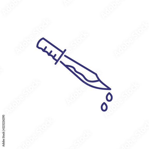 Knife with blood line icon. Instrument of crime, murderer, injury. Justice concept. Vector illustration can be used for topics like crime, danger, terrorism
