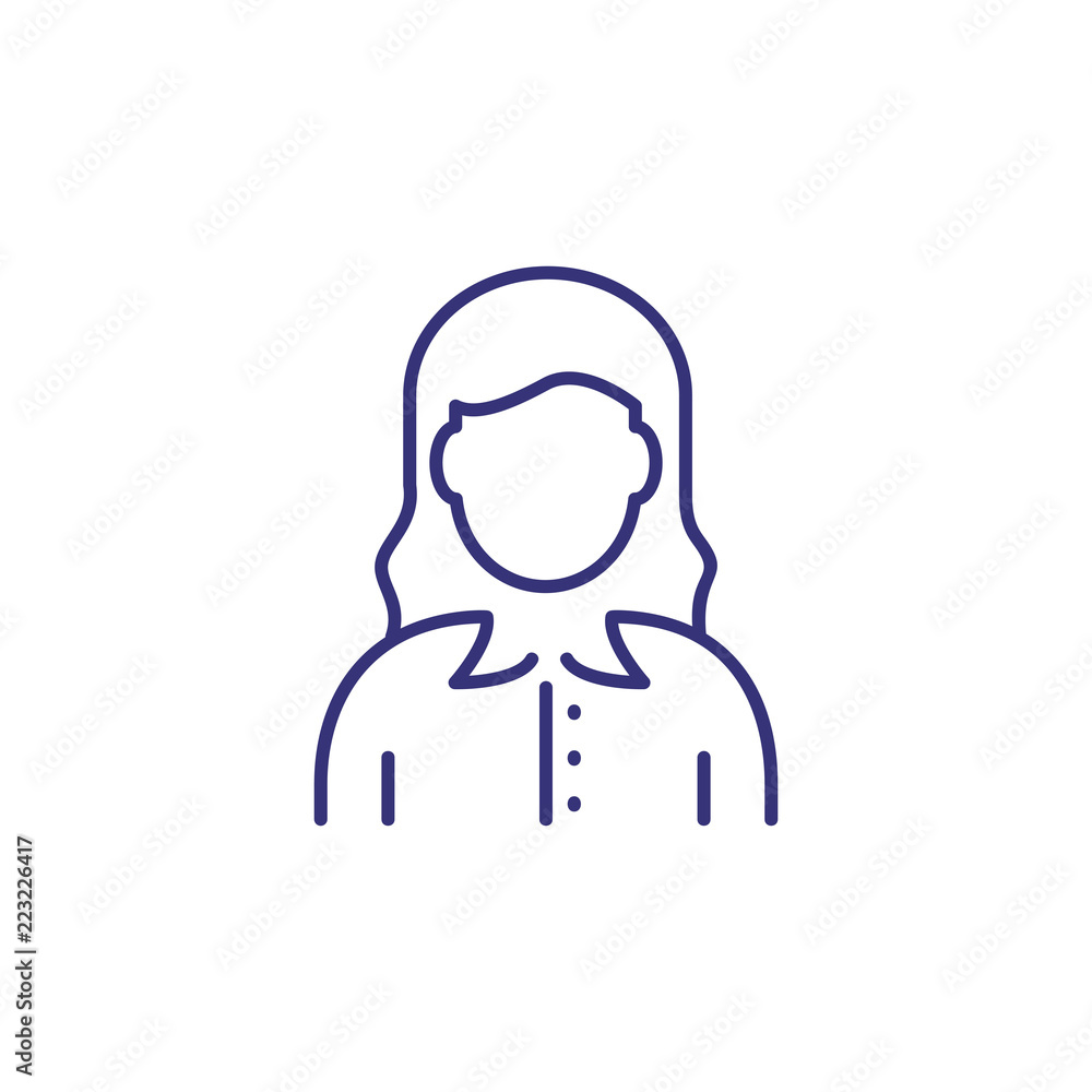 Fototapeta premium Manager line icon. Female office worker, employee, assistant, consultant. Occupation concept. Can be used for topics like project management, office job, sales.