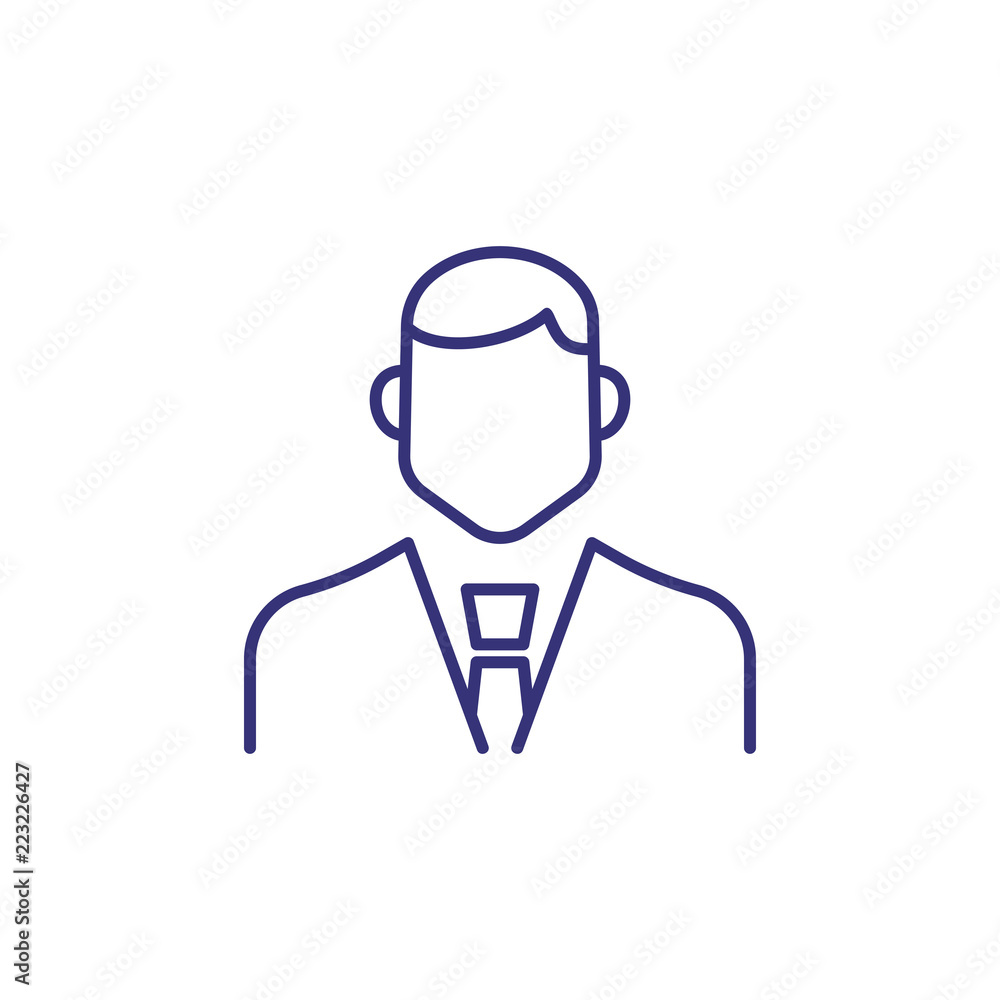 Manager line icon. Male office worker, employee, clerk, businessman. Occupation concept. Can be used for topics like project management, consulting, expertise. Manager line icon. Male office worker, employee, clerk, businessman. Occupation concept. Can be used for topics like project management, consulting, expertise.