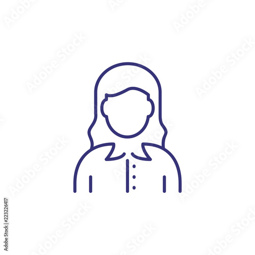 Manager line icon. Female office worker, employee, assistant, consultant. Occupation concept. Can be used for topics like project management, office job, sales.