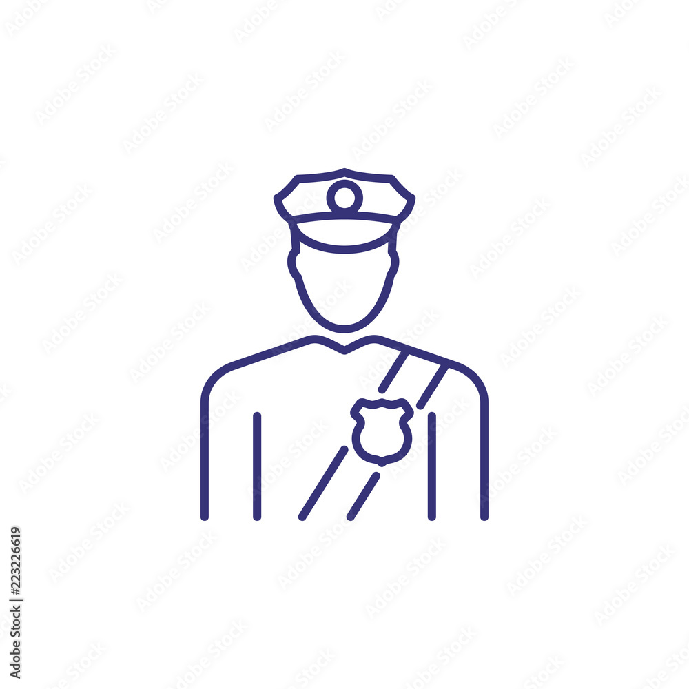 Policeman line icon. Police officer, cop, avatar. Justice concept. Can be used for topics like law enforcement, police staff, uniform, occupation