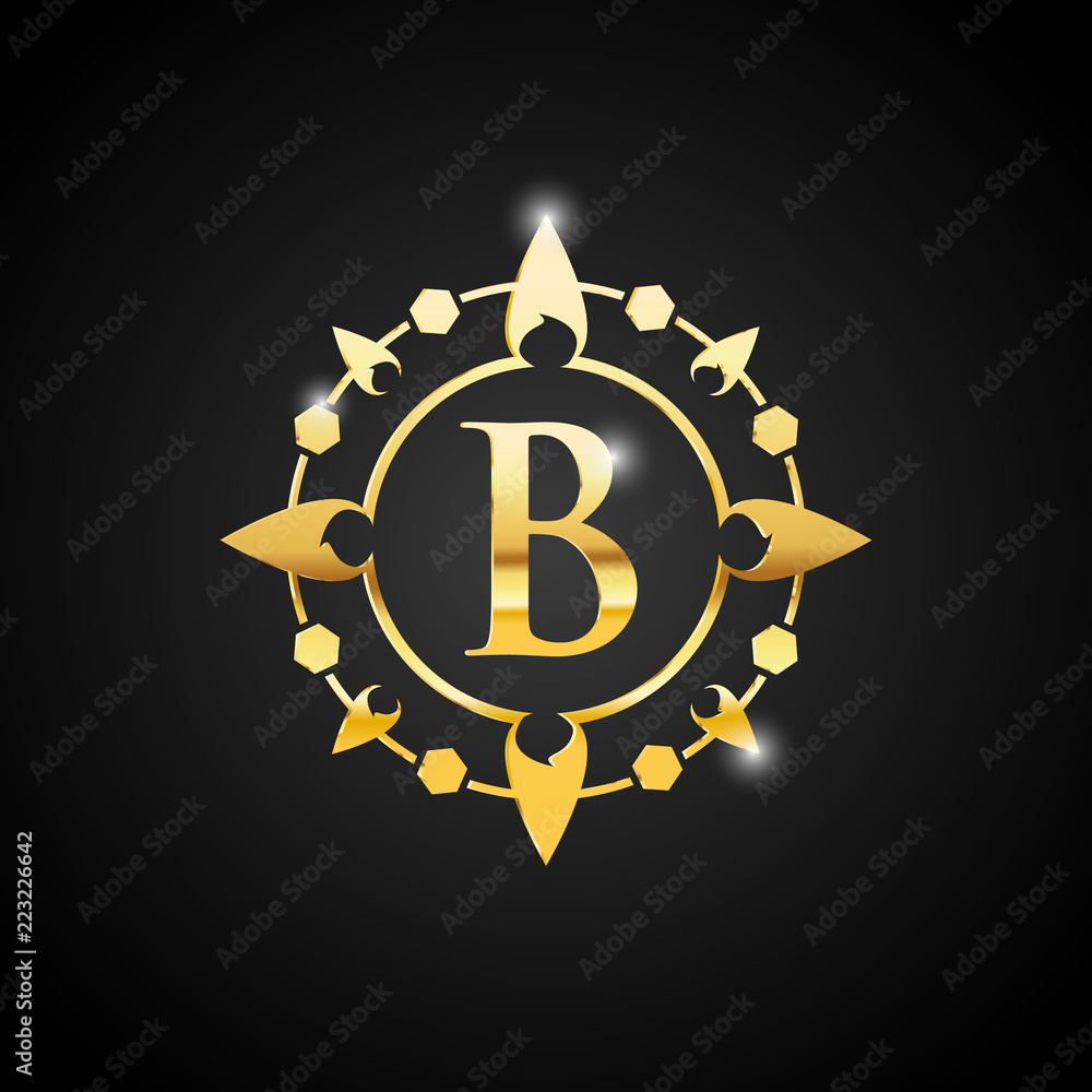 Naklejka premium Gold Letters B luxury logo template
