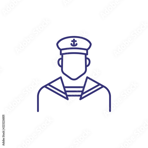 Sailor line icon. Navy man, seaman, mariner. Occupation concept. Can be used for topics like voyage, sailing, navigation