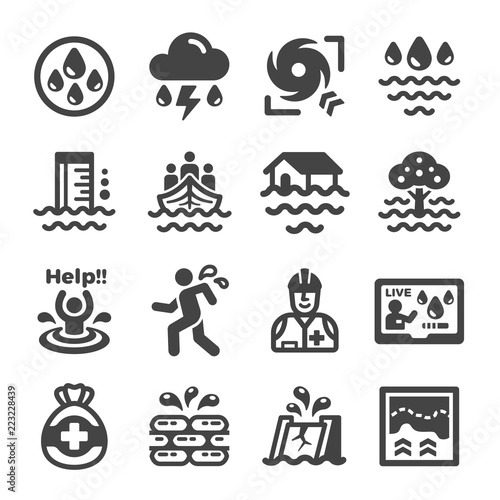 inundation,flood icon set