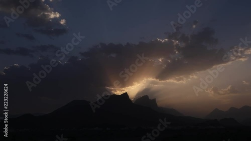 Sunset with clouds and sun brightness