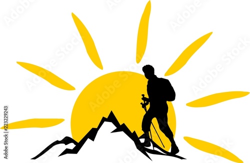 Silhouette Berge Wanderer