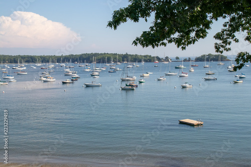 Picturesque view of Maine port on a relaxing, calm summer day © alan