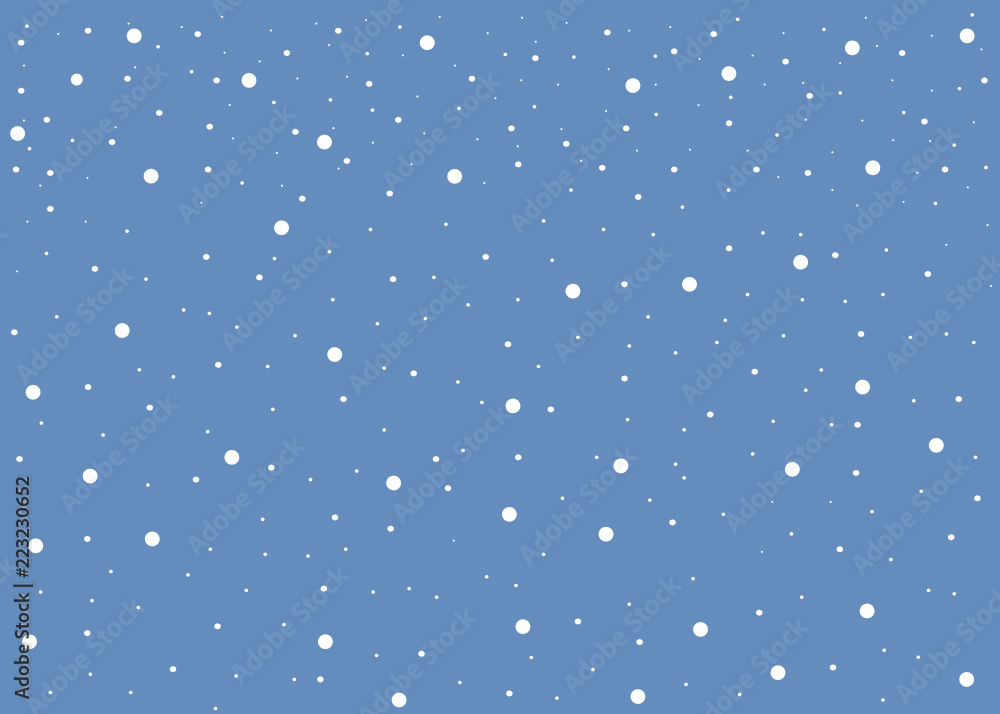 White snow falling on  blue background seamless pattern