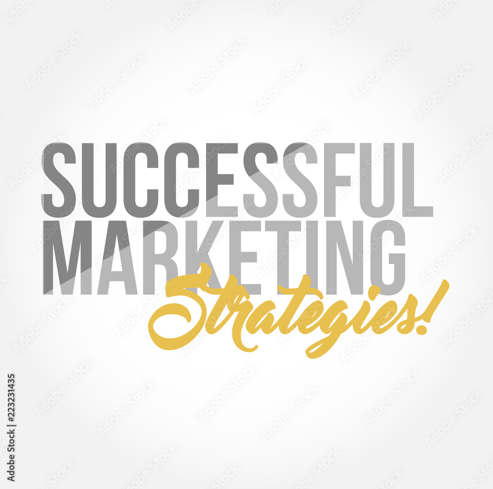 Successful marketing strategies stylish typography copy message isolated over a white background