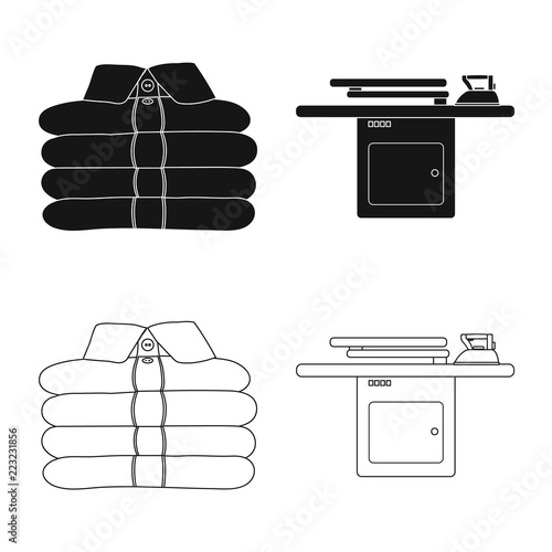 Isolated object of laundry and clean sign. Set of laundry and clothes vector icon for stock.