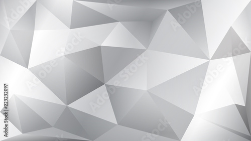 Abstract polygonal background of many triangles in white and gray colors