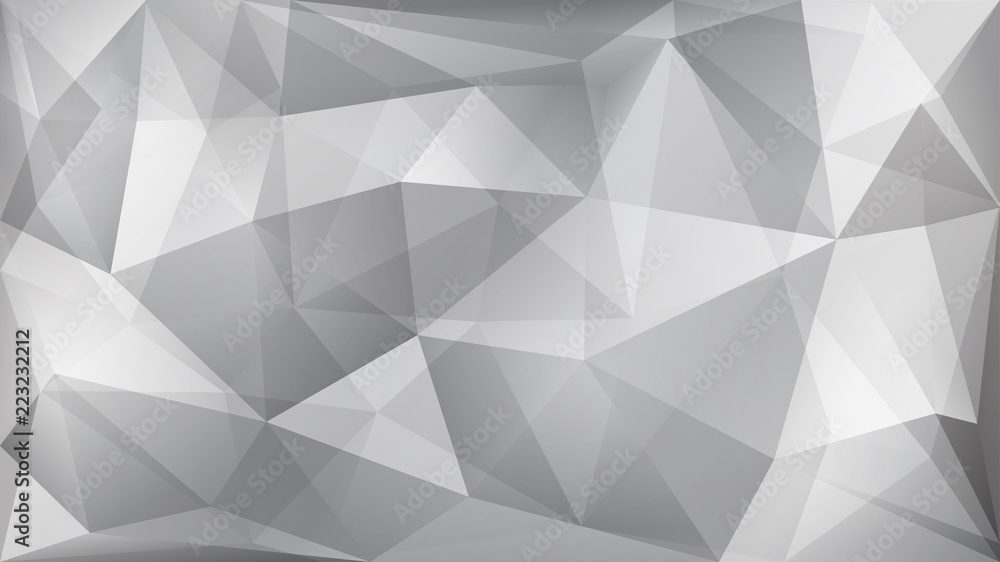 Abstract polygonal background of many triangles in white and gray colors