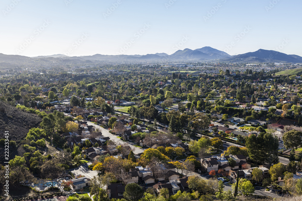 Hilltop view of suburban of Thousand Oaks near Los Angeles, California.