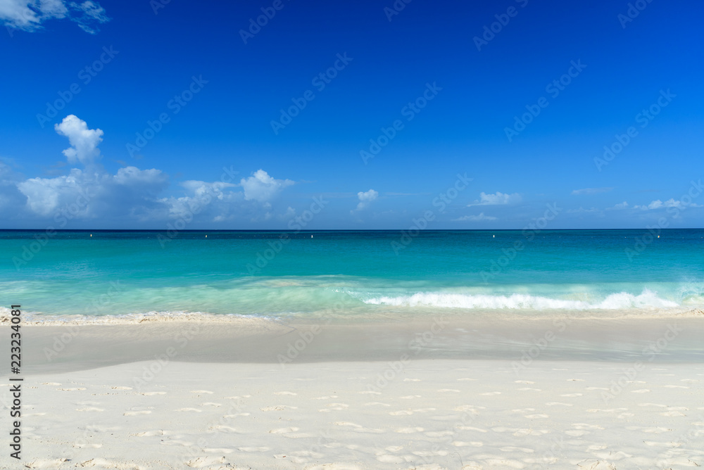White sand and turquoise water. Dreamy background.