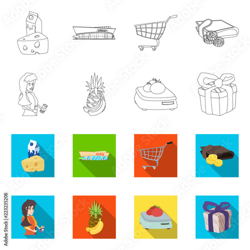 Vector illustration of food and drink symbol. Collection of food and store vector icon for stock.
