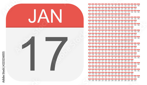 January 1 - December 31 - Calendar Icons. All days of year. photo