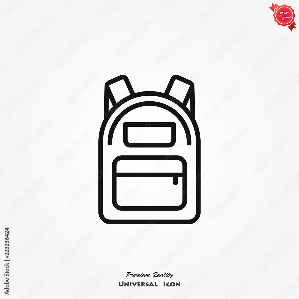 Backpack icon, vector high quality logo for web design and mobile apps - obrazy, fototapety, plakaty 