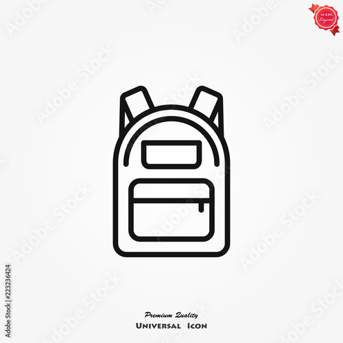 Backpack icon, vector high quality logo for web design and mobile apps