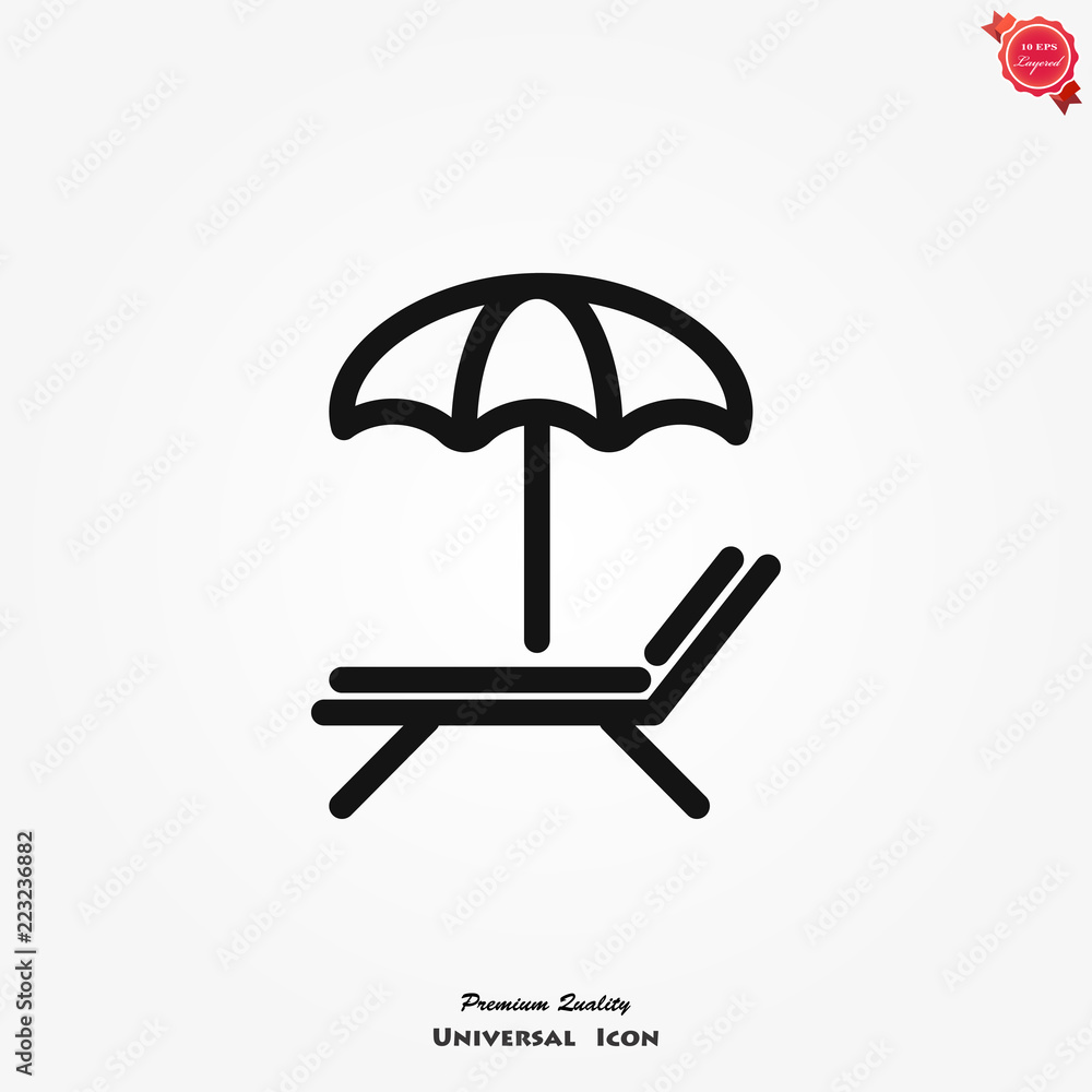 Chaise longue icon vector on white background Chaise longue icon vector on white background