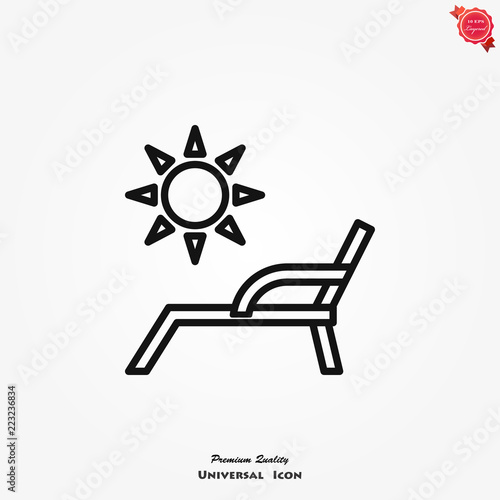 Chaise longue icon vector on white background