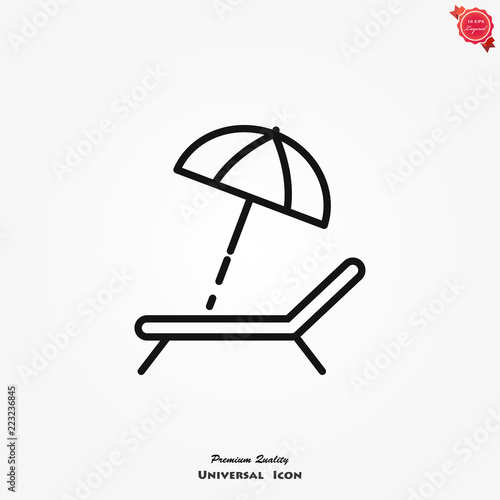 Chaise longue icon vector on white background