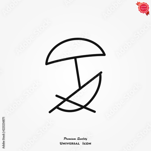 Chaise longue icon vector on white background