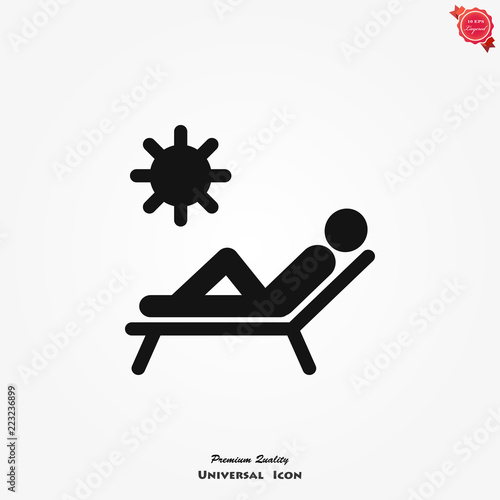 Chaise longue icon vector on white background